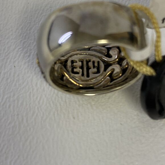 Effy 925 Silver & 18k Yellow Gold Wide Band Ring Size 6.5 - Picture 16 of 16